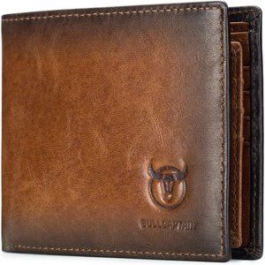 Men Slim Bifold Genuine Leather Front Pocket Wallet with 2 ID Windows